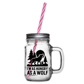 hungry wolf hungrig - Henkelglas mit Schraubdeckel - Klar - Rechts