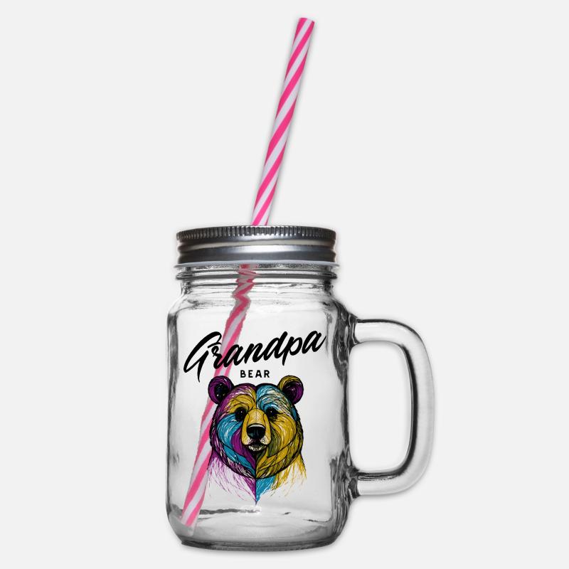 Rainbow Bear Split Opa Bär - Henkelglas mit Schraubdeckel - Klar
