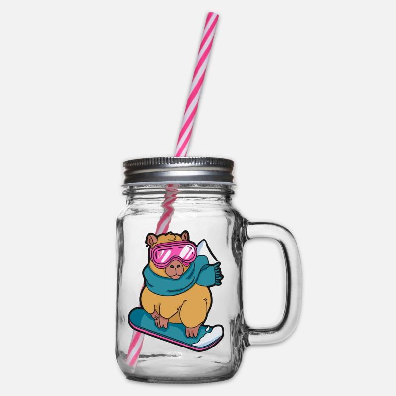 Cool Capybara Snowboard Winter Sport - Bocal à boisson - transparent