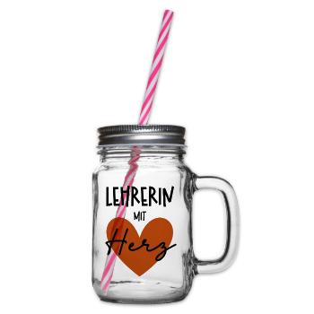 Lehrerin mit Herz - Henkelglas mit Schraubdeckel - Klar - Rechts