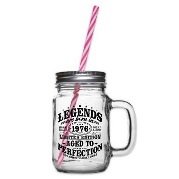 1976 Jahrgang Vintage Geburtstag Geschenk Retro - Henkelglas mit Schraubdeckel - Klar - Rechts