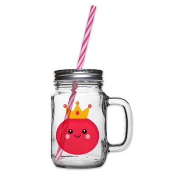 Kawaii Tomate mit Krone – Süße Königin Design - Henkelglas mit Schraubdeckel - Klar - Rechts