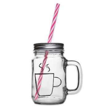 Kaffeepause handgezeichnet - Henkelglas mit Schraubdeckel - Klar - Rechts