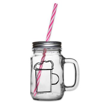 Bierkrug handgezeichnet - Henkelglas mit Schraubdeckel - Klar - Rechts