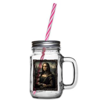 Mechanische Mona Lisa - Henkelglas mit Schraubdeckel - Klar - Rechts
