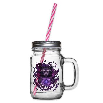 Waschbär mit violetter Aura - Henkelglas mit Schraubdeckel - Klar - Rechts