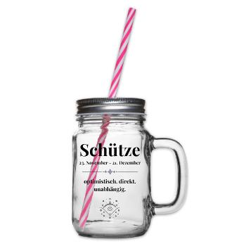 Schütze Sternzeichen - optimistisch & direkt - Henkelglas mit Schraubdeckel - Klar - Rechts