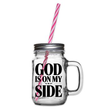 Gott ist auf meiner Seite - Henkelglas mit Schraubdeckel - Klar - Rechts