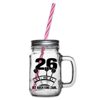 26 ist auch eine Zahl Drei Dartpfeile 5 20 1 - Henkelglas mit Schraubdeckel - Klar - Rechts