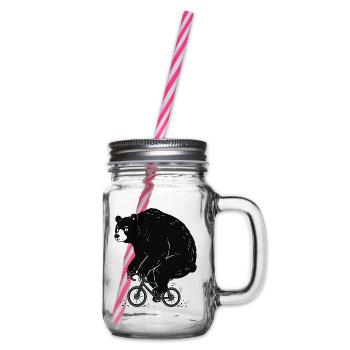 Gravel Bike Bear – lustiger Radfahrer - Henkelglas mit Schraubdeckel - Klar - Rechts