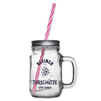 Kleiner Torschütze wie Papa - Henkelglas mit Schraubdeckel - Klar - Rechts