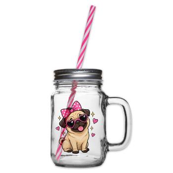 Mops Hund süßer Mops niedlicher Mops - Henkelglas mit Schraubdeckel - Klar - Rechts
