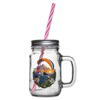 Gipfelflug im Blumenkreis - Henkelglas mit Schraubdeckel - Klar - Rechts