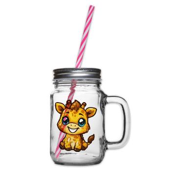 Niedliche Giraffe Cartoon - Henkelglas mit Schraubdeckel - Klar - Rechts