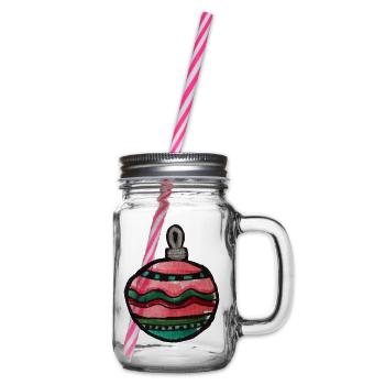 Bunte, gestreifte Weihnachtskugel - Henkelglas mit Schraubdeckel - Klar - Rechts