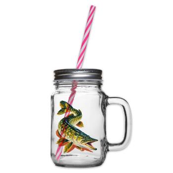 Hecht Angeln Raubfisch Hechtangler Geschenk - Henkelglas mit Schraubdeckel - Klar - Rechts