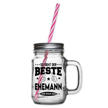 Ehemann Der Beste der Welt Hochzeit Paare Love - Henkelglas mit Schraubdeckel - Klar - Rechts