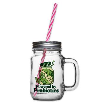 Angetrieben von Probiotika – Fermentierter Lebensmittelliebhaber - Henkelglas mit Schraubdeckel - Klar - Rechts