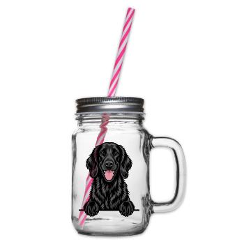 Flat Coated Retriever - Henkelglas mit Schraubdeckel - Klar - Rechts