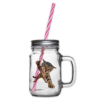 Katze - Henkelglas mit Schraubdeckel - Klar - Rechts