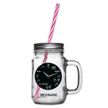 Time Is Relative – Mathe Nerd Uhr - Henkelglas mit Schraubdeckel - Klar - Rechts