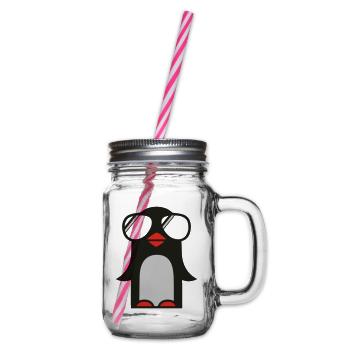 funky pinguin - Glass jar with handle and screw cap - clear - Right