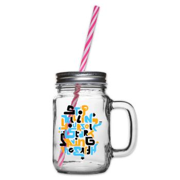 stopkillingyaself_3f - Glass jar with handle and screw cap - clear - Right