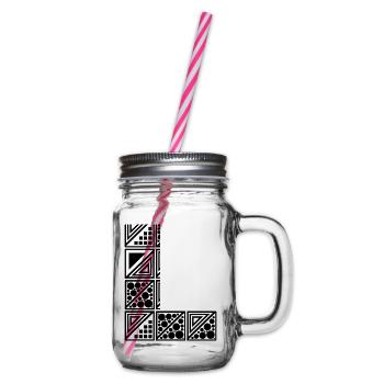 letter L - Glass jar with handle and screw cap - clear - Right