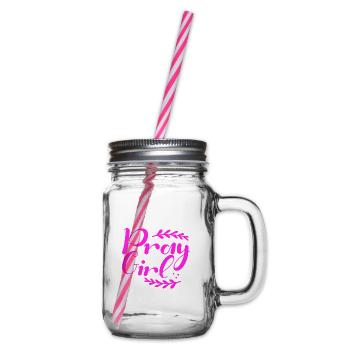 Christianity Girft Pray Girl Inspirational - Glass jar with handle and screw cap - clear - Right