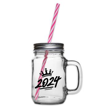 2024 Krone - Henkelglas mit Schraubdeckel - Klar - Rechts