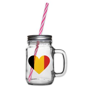 Yellow and red tricolor heart - Glass jar with handle and screw cap - clear - Right