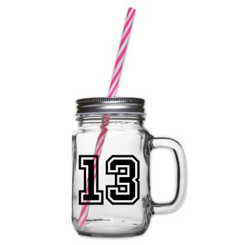13 Number symbol - Glass jar with handle and screw cap - clear - Right