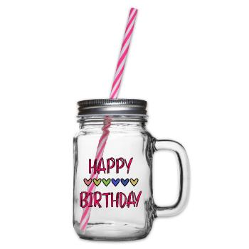 JAHRESTAG. ALLES GUTE ZUM GEBURTSTAG!. ALLES GUTE ZUM GEBURTSTAG!. - Henkelglas mit Schraubdeckel - Klar - Rechts