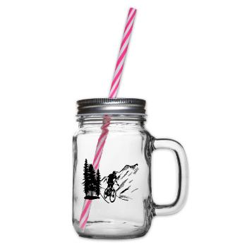 Mountainbiking, Mountainbiker, Mountainbiken - Henkelglas mit Schraubdeckel - Klar - Rechts