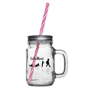 Schulkind Evolution Erstklässler Schule - Henkelglas mit Schraubdeckel - Klar - Rechts
