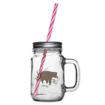 Braunbär im Wald - Henkelglas mit Schraubdeckel - Klar - Rechts