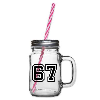 67 number symbol - Glass jar with handle and screw cap - clear - Right