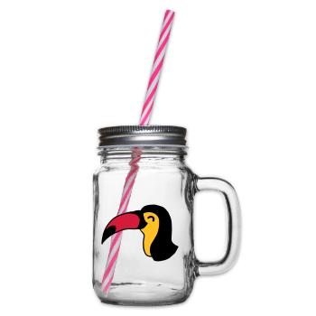 Toucan Toucan Tucan Bird - Glass jar with handle and screw cap - clear - Right