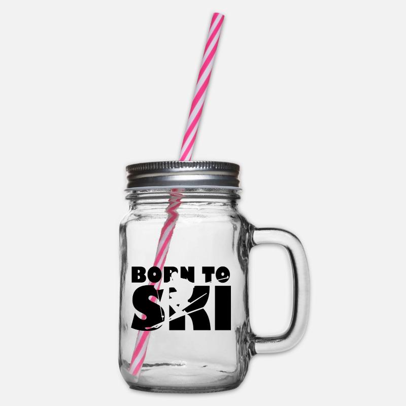Né pour skier - Bocal à boisson - transparent