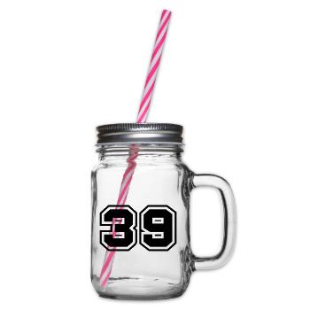 39 number symbol - Glass jar with handle and screw cap - clear - Right