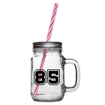 85 number symbol - Glass jar with handle and screw cap - clear - Right