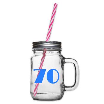 70 JAHRE. 70-JÄHRIGES JUBILÄUM. GEBURTSTAG 70 JAHRE. 70 - Henkelglas mit Schraubdeckel - Klar - Rechts