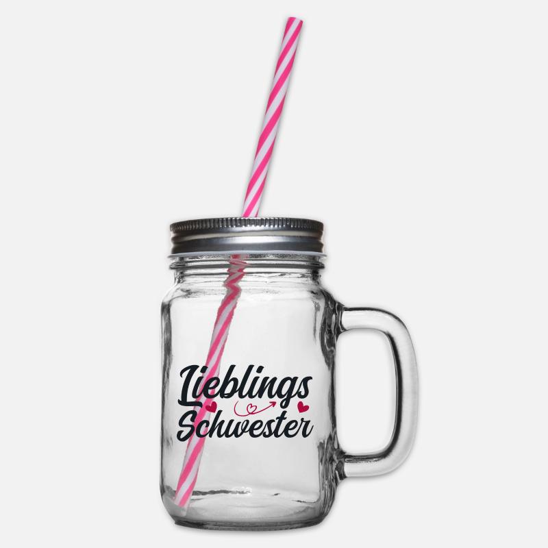 Lieblingsschwester Geschenk Geschenkidee Schwester - Henkelglas mit Schraubdeckel - Klar