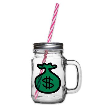 Dollar Money Bank - Glass jar with handle and screw cap - clear - Right