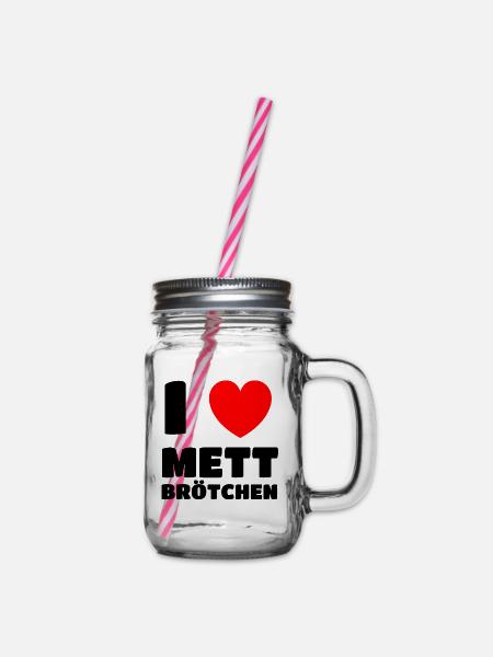 Ich liebe Mett Mettigel Hackfleisch Geschenk - Henkelglas mit Schraubdeckel - Klar