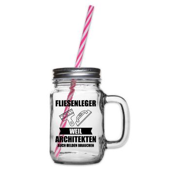 Fliesenleger Plattenleger Fliesen Leger Geschenk - Henkelglas mit Schraubdeckel - Klar - Rechts