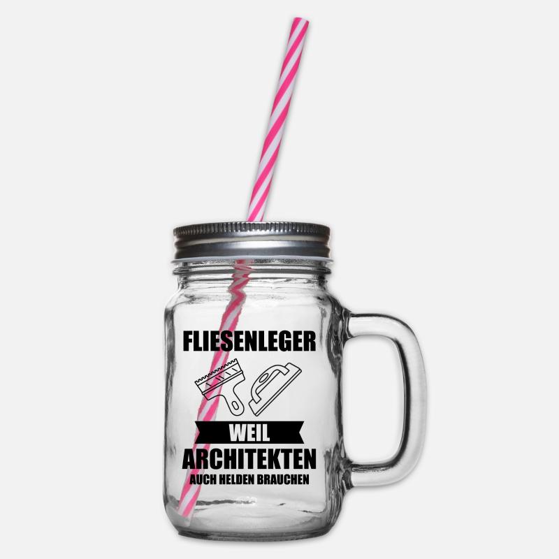 Fliesenleger Plattenleger Fliesen Leger Geschenk - Henkelglas mit Schraubdeckel - Klar