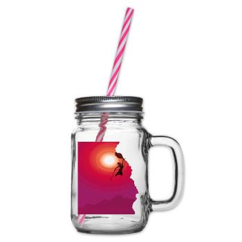 Klettern Bergsteigen Sonnenaufgang Geschenk - Henkelglas mit Schraubdeckel - Klar - Rechts