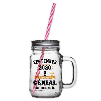 2 Ans Anniversaire Vintage Né(e) en Septembre 2020 - Bocal à boisson - transparent - Droite