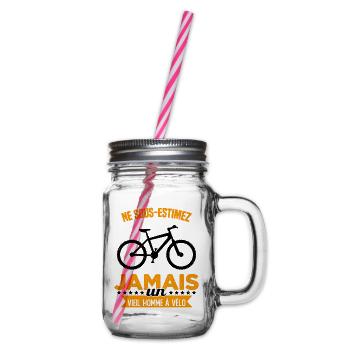 Ne Sous Estimez Jamais Un Vieil Homme À Vélo - Bocal à boisson - transparent - Droite